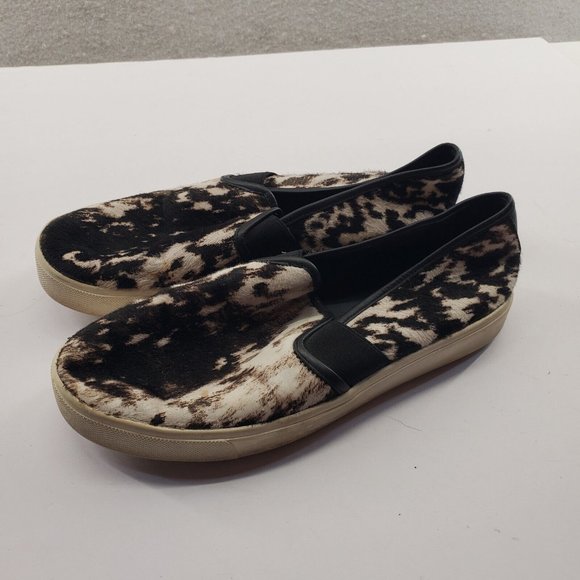 Vince Womens Size 6.5M Sneakers Shoes Calf Pony Hair Animal Print Black Ivory - Picture 3 of 8